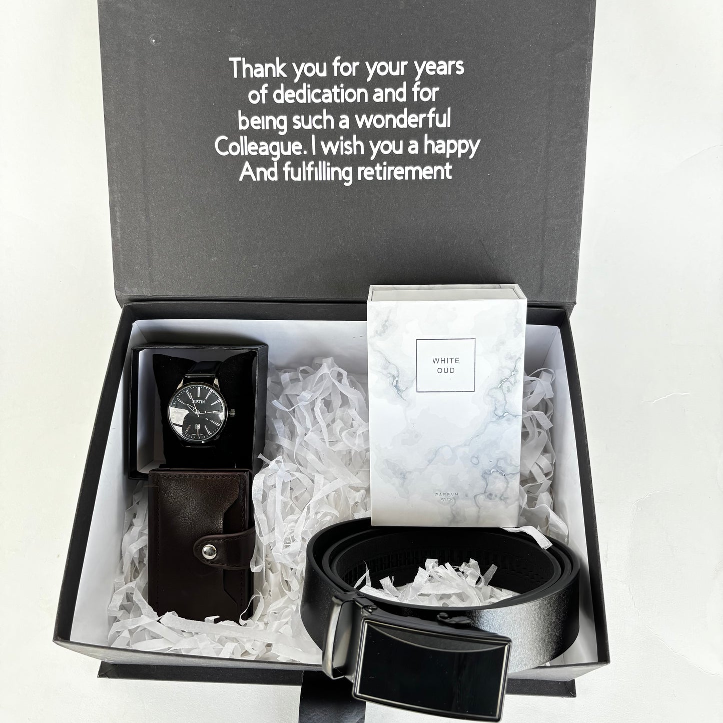 Personalised Gift Box with Premium Cologne and Timepiece