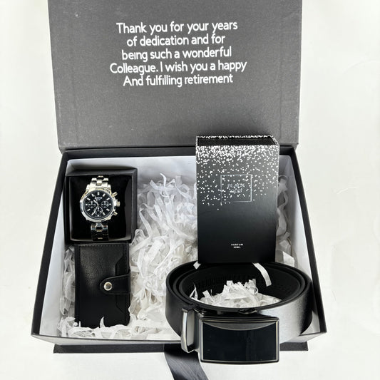 Personalised Gift Box with Premium Cologne and Timepiece