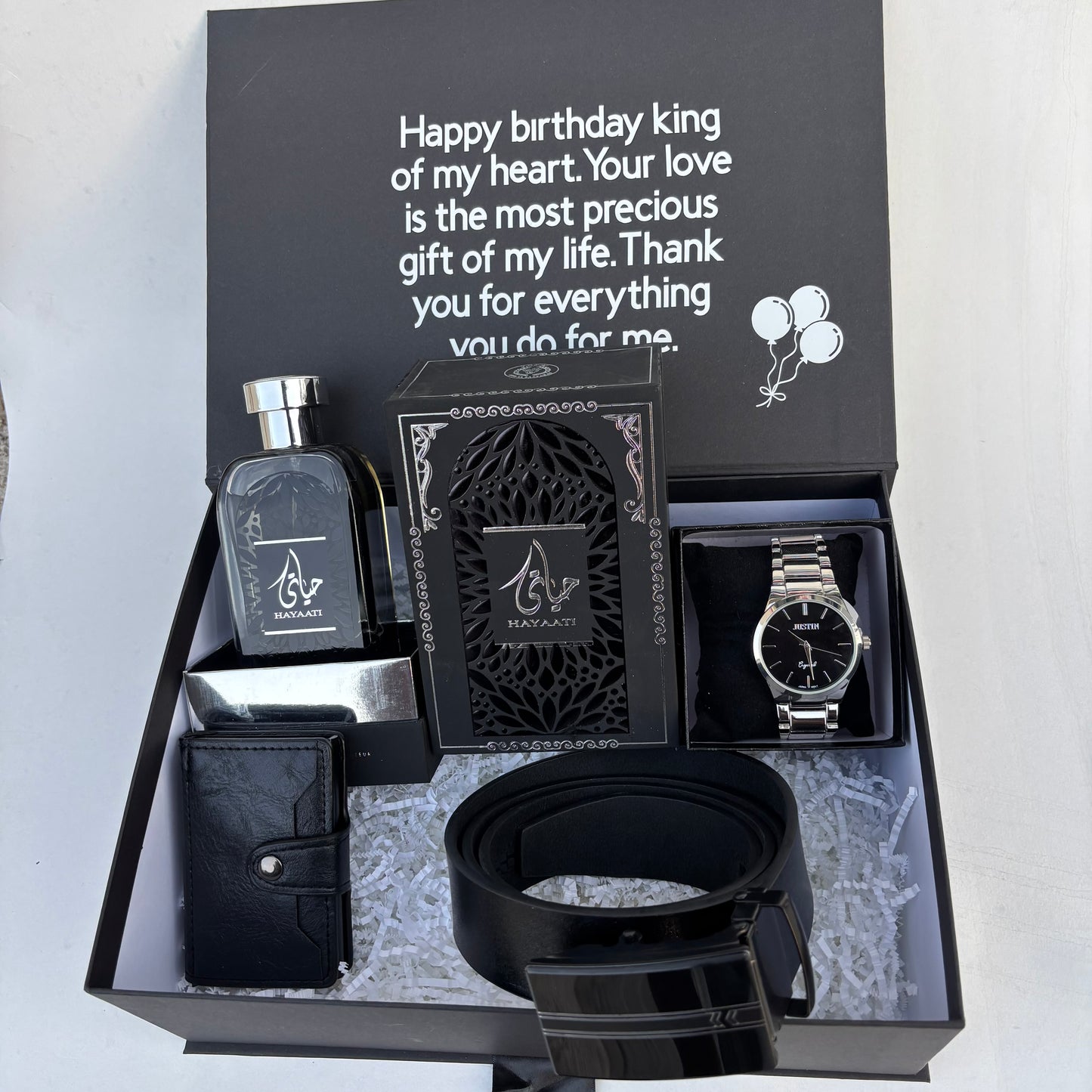 Personalised Gift Box with Premium Cologne and Timepiece