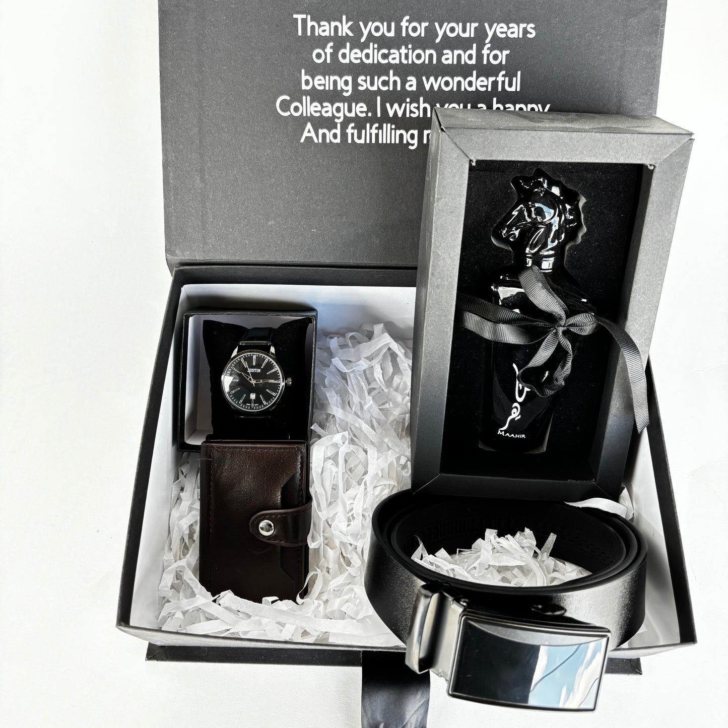 Personalised Gift Box with Premium Cologne and Timepiece