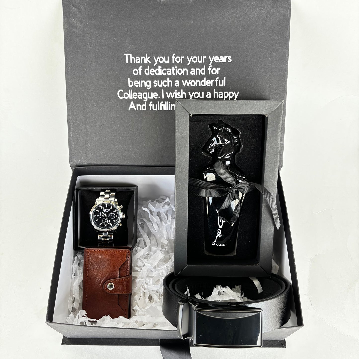 Personalised Gift Box with Premium Cologne and Timepiece