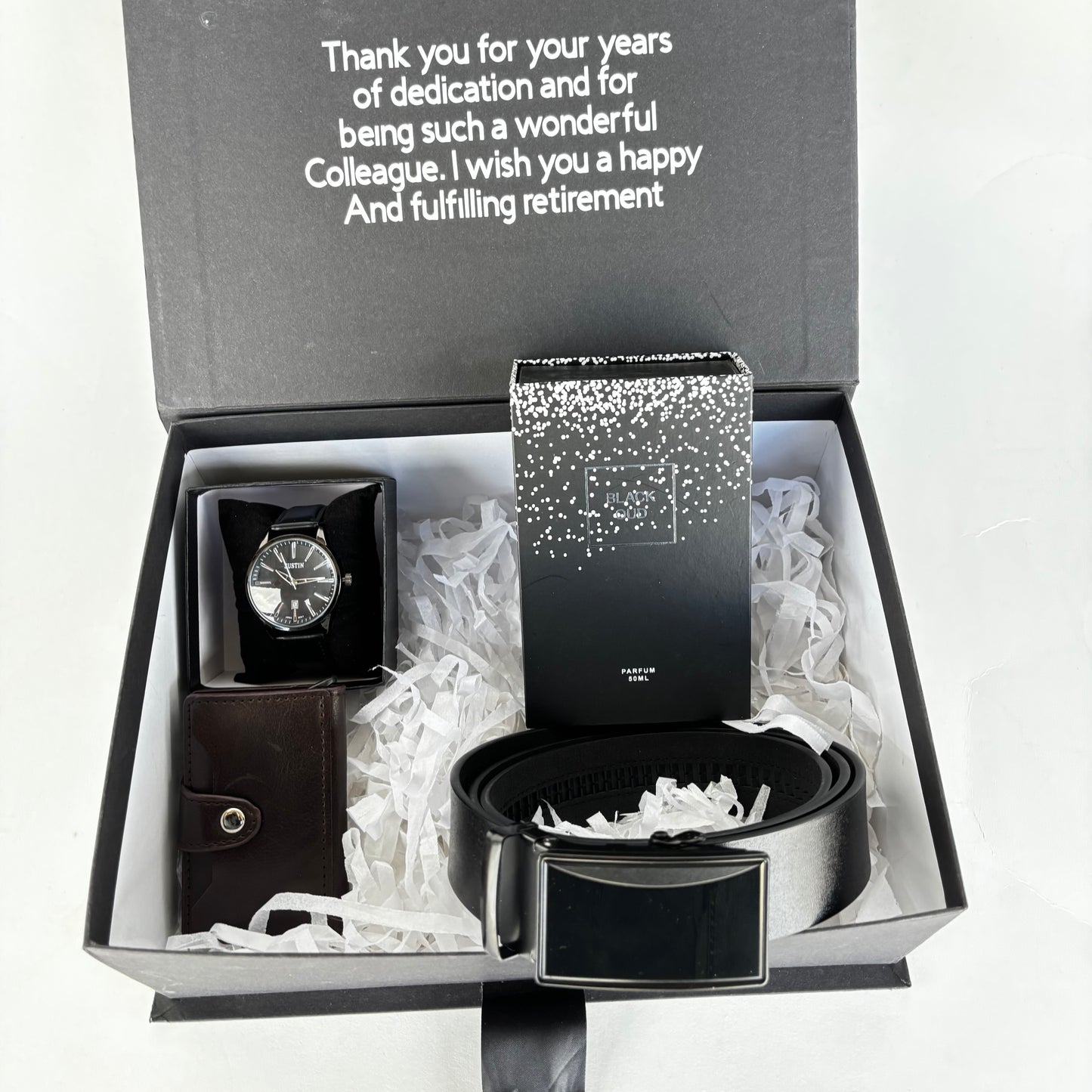 Personalised Gift Box with Premium Cologne and Timepiece