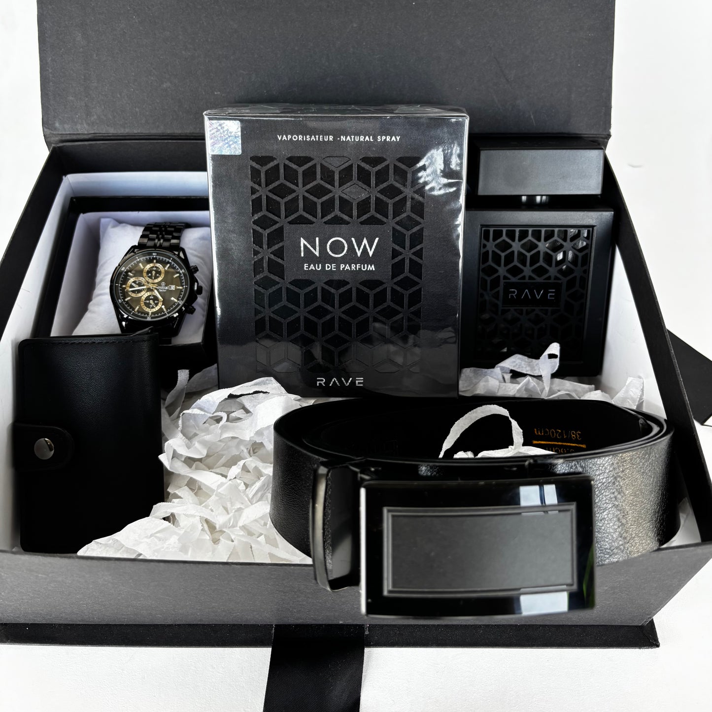 Personalised Gift Box with Premium Cologne and Timepiece